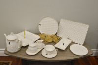 Verdici White and Gold Dots Dinner and Tea Set - Brand New