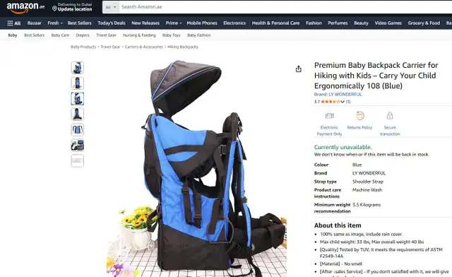 (NEW) Premium Baby Hiking Backpack Kid Carrier Blue & Black in Strollers, Carriers & Car Seats in City of Toronto - Image 10