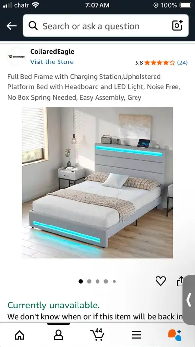 NEW IN BOX double bed with led lights , View more