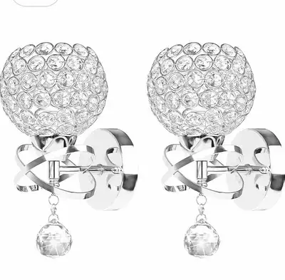2 New Crystal Wall Sconces Wall Light with Hanging Crystal Balls, View more