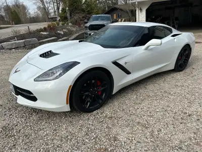 2019 Chevrolet Corvette Stingray Coupe – 7-Speed Manual – Arctic White. No future Manual Transmissio...
