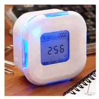 Digital 4-side Rotation alarm clock thermometer desk table clock