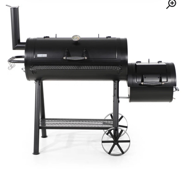Barrel charcoal grill with offset smoker in BBQs & Outdoor Cooking in Oshawa / Durham Region - Image 2