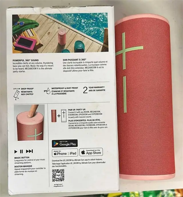 Ultimate Ears MEGABOOM 4 Portable Bluetooth Speaker (Raspberry)402405877256693761