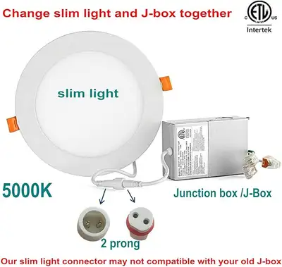 FORT 4Inch LED Recessed Slim Pot Light with Junction Box, 5000K, View more