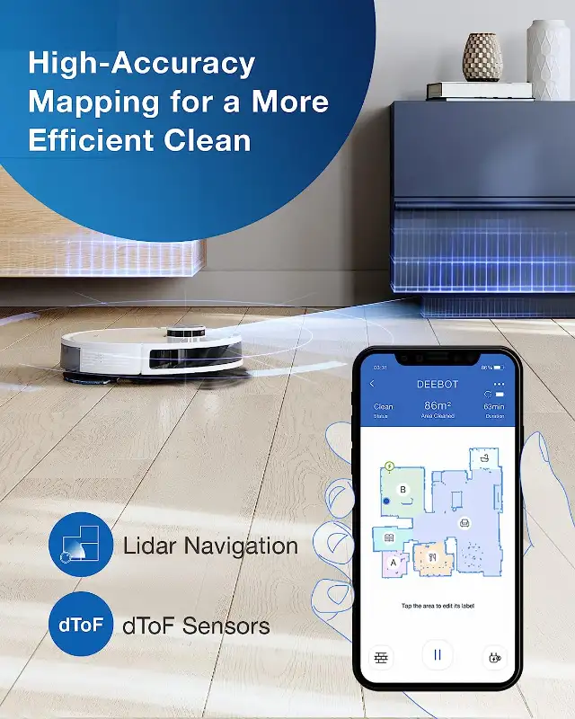ECOVACS DEEBOT N10 Plus Robot Vacuum and Mop in Arts & Collectibles in City of Toronto - Image 6