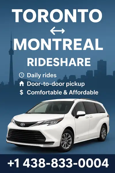 RIDESHARE BETWEEN MONTREAL AND TORONTO, View more
