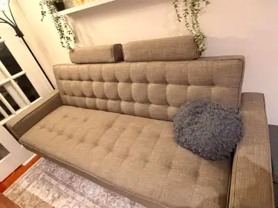 Grey Tufted Sofa Bed – Like New – $350, View more