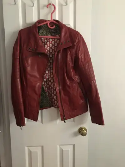 Red Leather Coat and Jean Jacket, View more