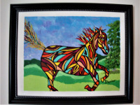 Abstract acylic painting, Running Horse 1 of 2