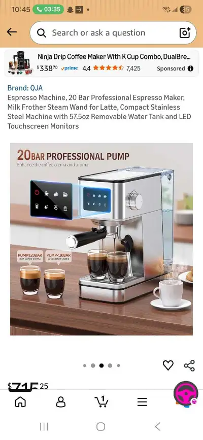Espresso Machine, 20 Bar Professional Espresso Maker, Milk Froth, View more