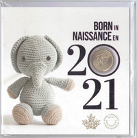Born In 2021 Gift Card Set of 5 coins with Special Dollar Coin
