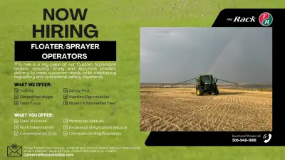 Sprayer & Floater Operators Wanted -Full-time, View more