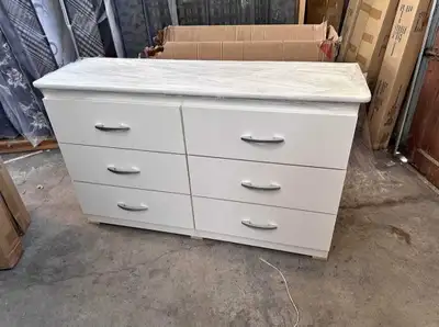 Modern White 6-Drawer Dresser –  Stylish Storage Cabine, View more