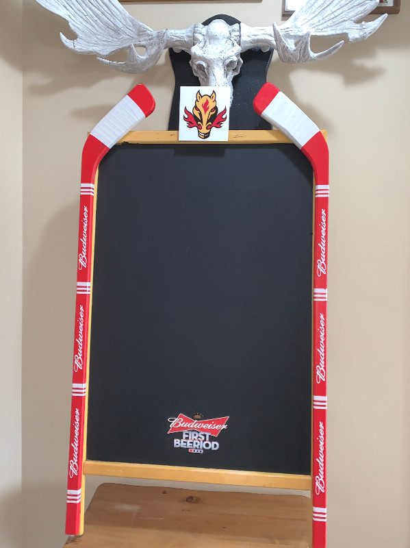Vintage Budweiser Retro Calgary Flames NHL Beer bar signboard in Arts & Collectibles in Calgary - Image 2