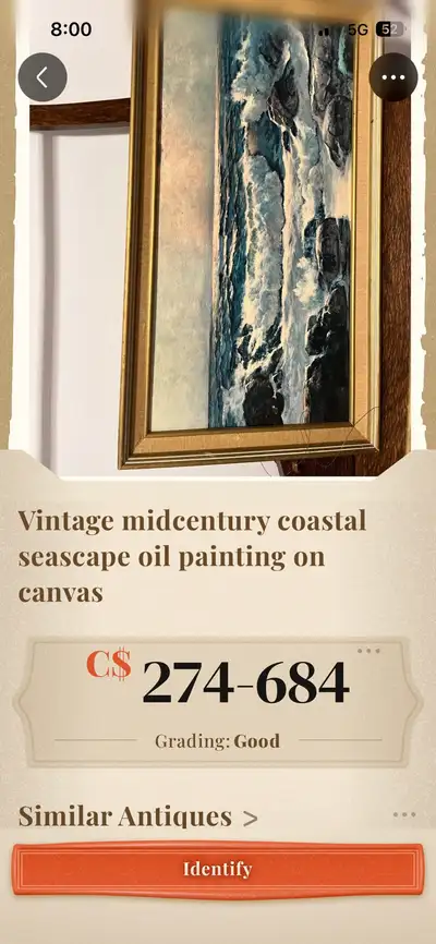 Vintage Coastal Seascape Oil Painting, View more