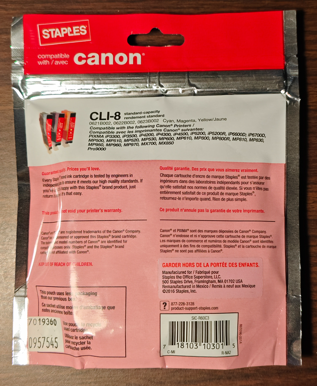 Canon CLI-8 Ink Cartridges65151225055490121