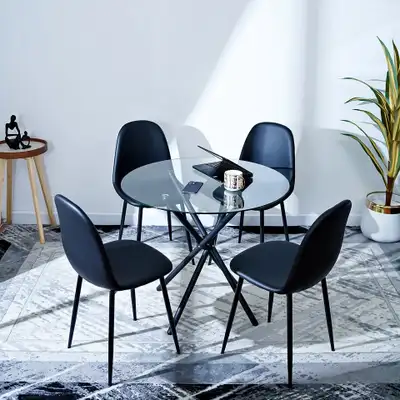 NEW PU leather dining chair with modern metal legs BNIB, View more