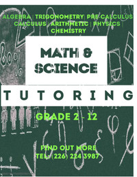 Experienced Math/Science Grade 2 -12 Tutoring at affordable rate