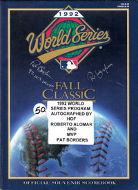 1992 World Series Program Autographed by Borders and Alomar