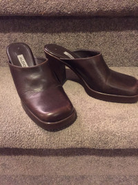 Brown Slip on Clog with 3" Heel - 7