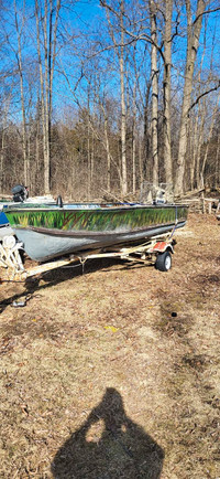 16' aluminum with 25hp evinrude and trailer 