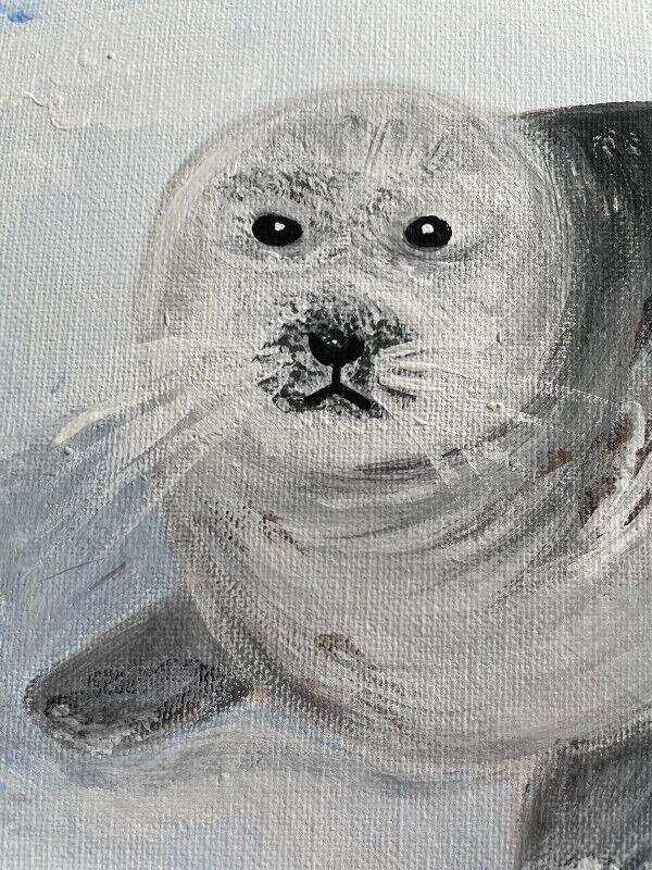 ‘Owls head seal’ original painting in Arts & Collectibles in Bedford - Image 2