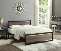 04-006 Wood Panel Bed with Steel Frame Includes Mattress Support