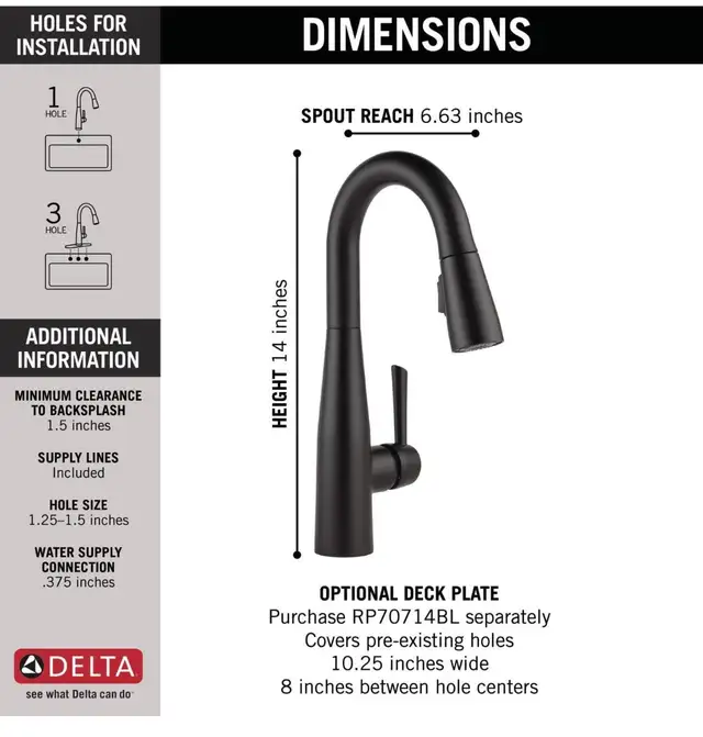 New Delta Essa Single Handle Pull Down Kitchen Bar Prep Faucet in Plumbing, Sinks, Toilets & Showers in Calgary - Image 7