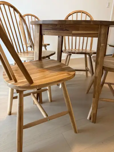 Solid wood dining table and 5 chairs, View more