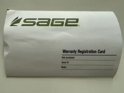 SAGE Fly Fishing Rod  Warranty Card (Blank - price reduced!), View more