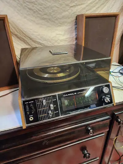 Candle Record player, radio & AUX wooden audio amp receiver, View more