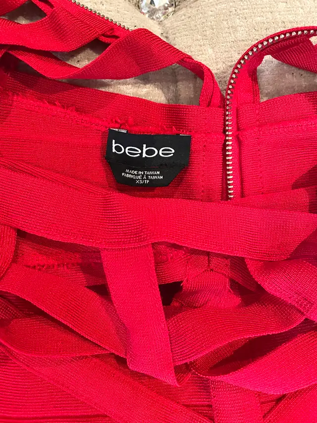 BEBE Red Bandage Mini Dress. Sz XS63234628627329124