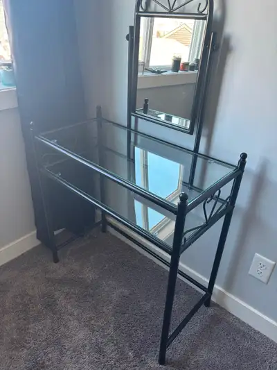 Vanity with mirror., View more