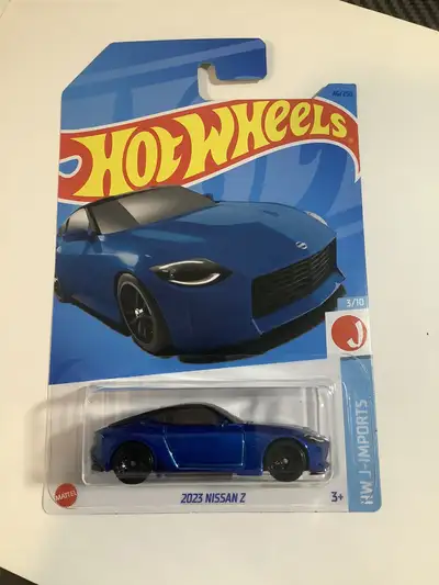 Hotwheels blue 2023 Nissan Z from the J-Imports series. New in package. deal if you buy multiple lis...