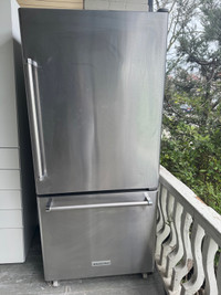 Kitchen aid fridge with bottom drawer freezer