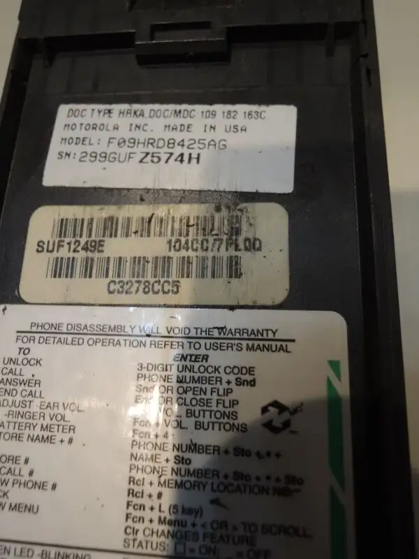Rare Motorola Cellular Micro TAC Lite Limited Edition Flip F09HR in Other in Grande Prairie - Image 5
