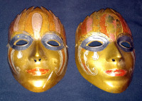 Vintage Solid Brass Mardi Gras Masks