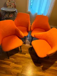 4 orange Sherpa dinning chairs