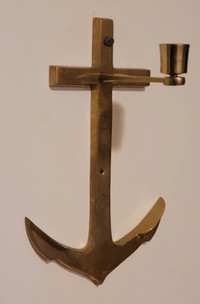 Vintage Nautical Brass Anchor Candle Sconce Wall Candle Holder