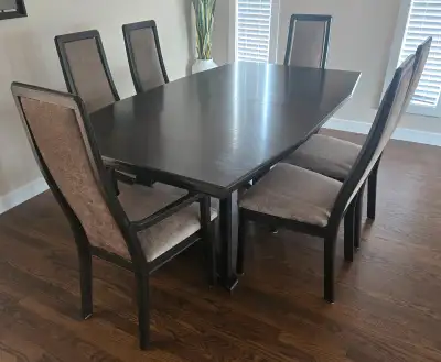 BEAUTIFUL & UNIQUE SOLID WOOD DINING TABLE WITH HIGH BACK CHAIRS, View more