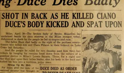Toronto Star April 30 1945 - mussolini death . second section only, specific item regarding Mussolin...