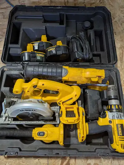 Looking to sell a DeWalt cordless tool set Included are Sawzall Skillsaw Drill Flash light Chargers...