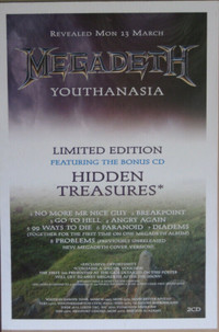 Megadeth Original 1994 Youthanasia Original BUS SHELTER POSTER