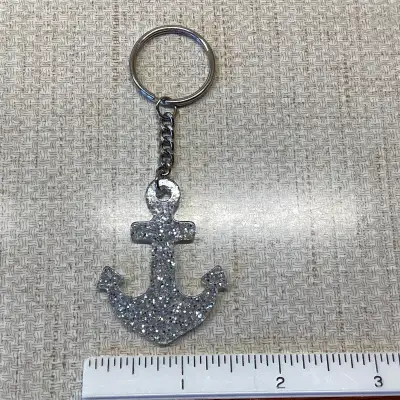 Silver Glitter Plastic Anchor Key Chain, View more