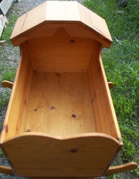 Hooded Baby Cradle. Solid Pine. Beautiful piece.