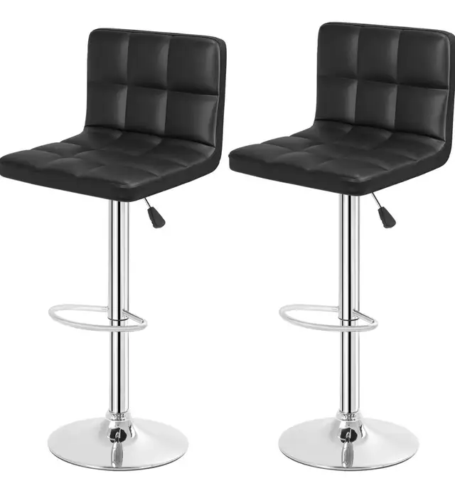 Pair of Adjustable PU Leather Barstools