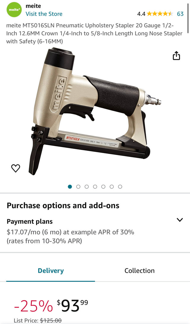 meite MT5016SLN Pneumatic Upholstery Stapler 20 Gauge  in Power Tools in City of Toronto