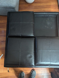 4 compartment leather storage ottoman