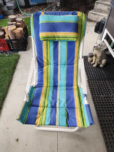 Have an awesome, comfortable folding chair that i used for camping, grab top and front and it folds...